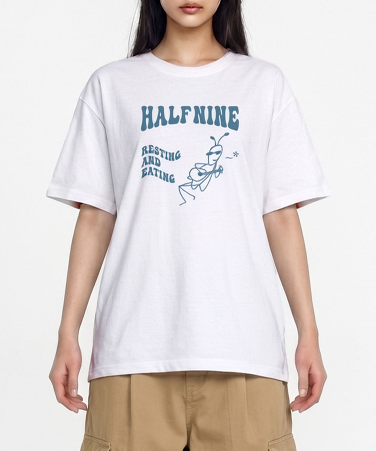 하프나인(HALFNINE) 레스팅 앤 데이팅 드로잉 반팔티 I05BRD_HBX11331
