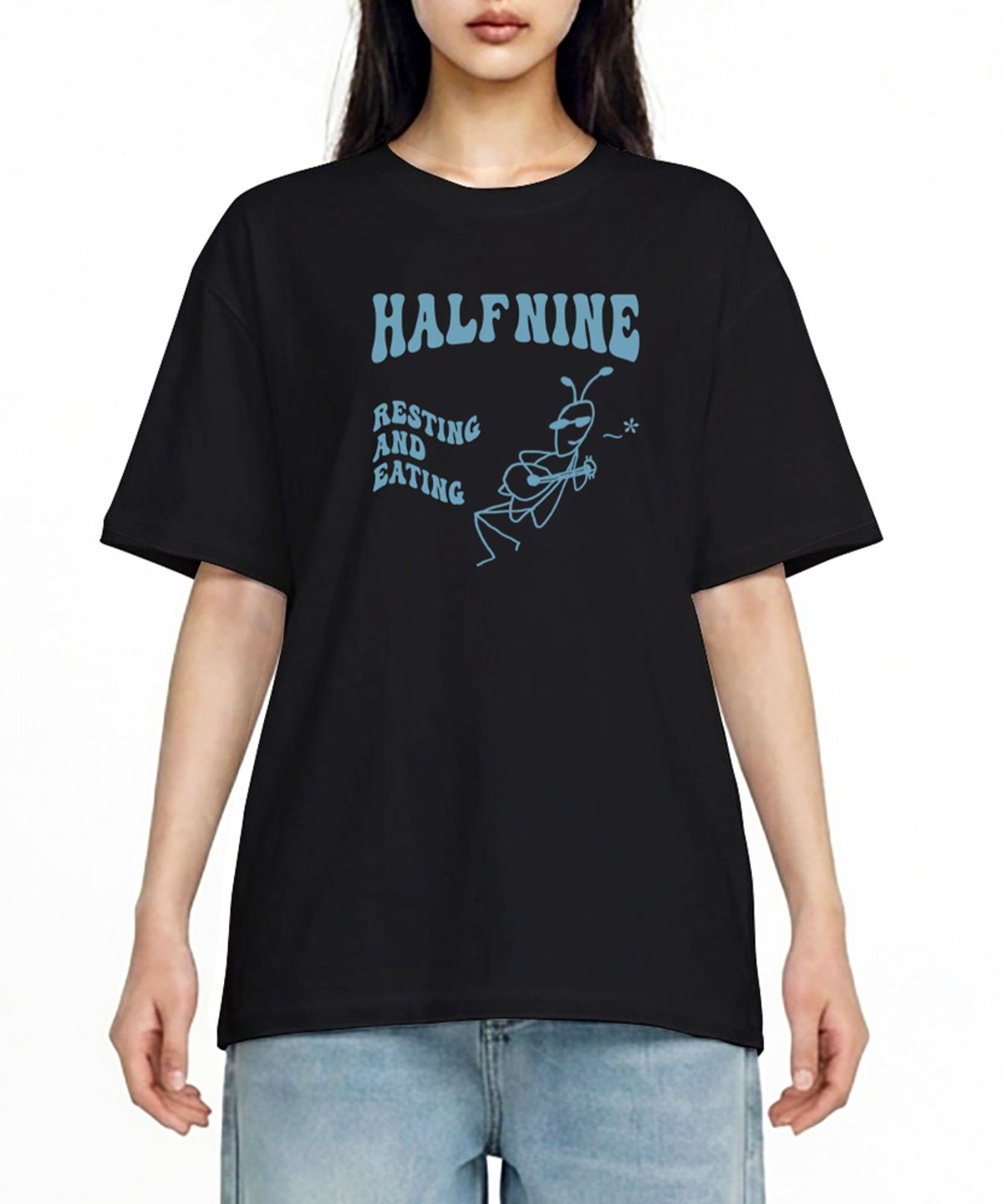 하프나인(HALFNINE) 레스팅 앤 데이팅 드로잉 반팔티 I05BRD_HBX11331