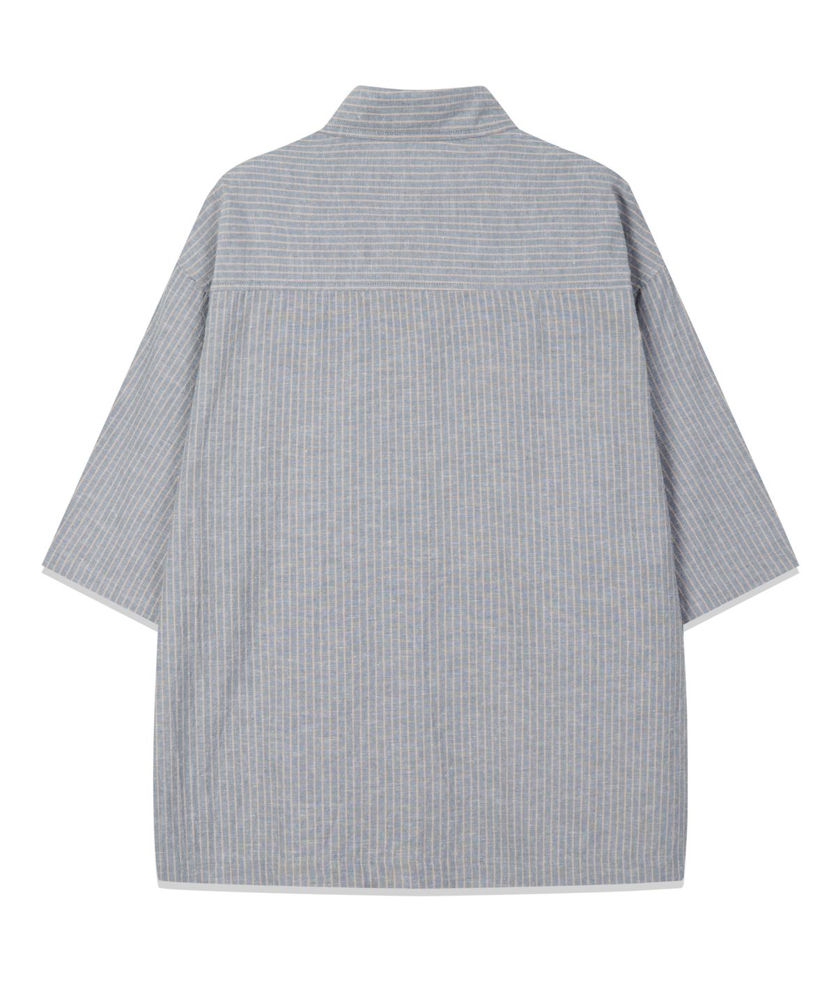 그레이블러밧(GRAYBLVD) 린넨라이크 페페 스트라이프 반팔 셔츠 (2COLOR)