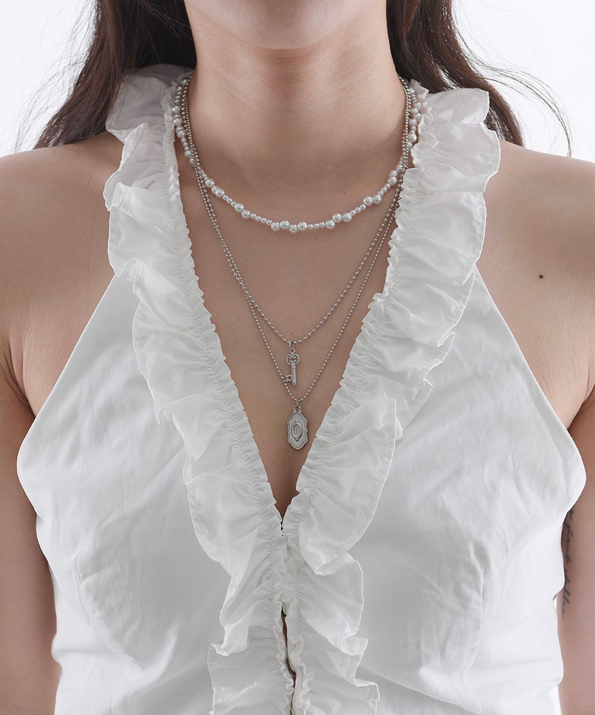러브트릭스(LOVETRIX) 2way vintage lace key&lock Necklace