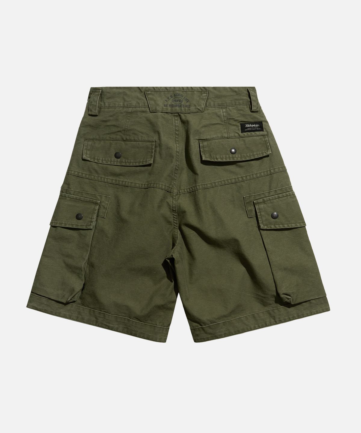 미드업데이트(MIDUPDATE) Diagonal Zip Cargo Shorts Pants Green