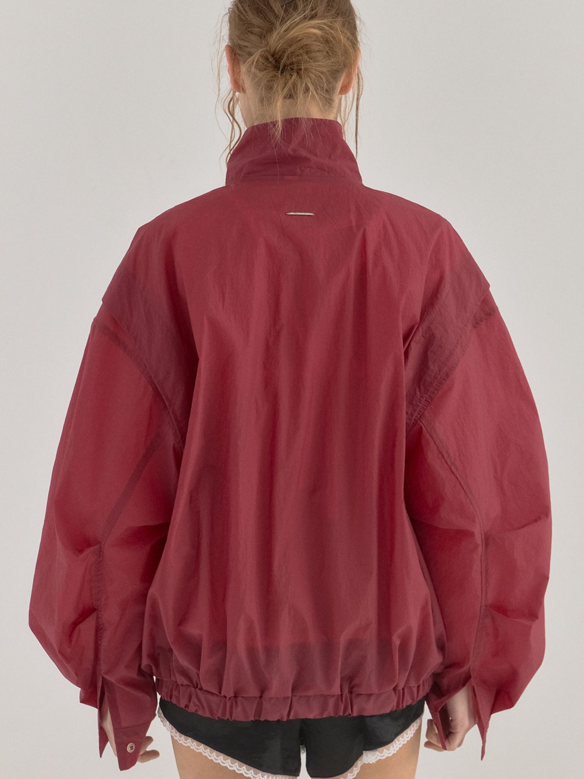 쏘리, 투 머치 러브(SORRY, TOO MUCH LOVE) Crimson Sheer Nylon Windbreaker_Red