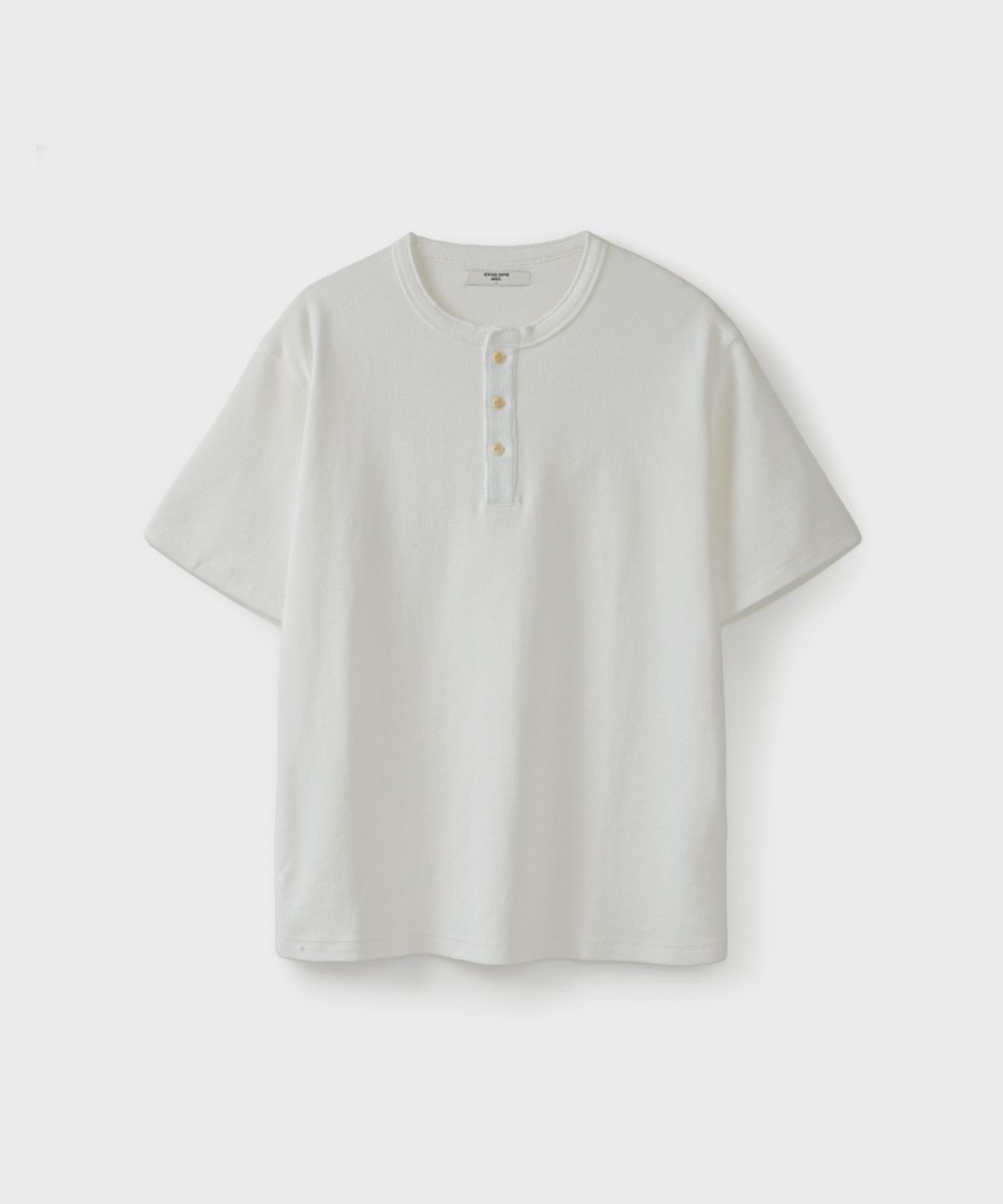 유니온블루(UNION BLUE) WAFFLE HENLEY S/S T-SHIRT [WHITE]