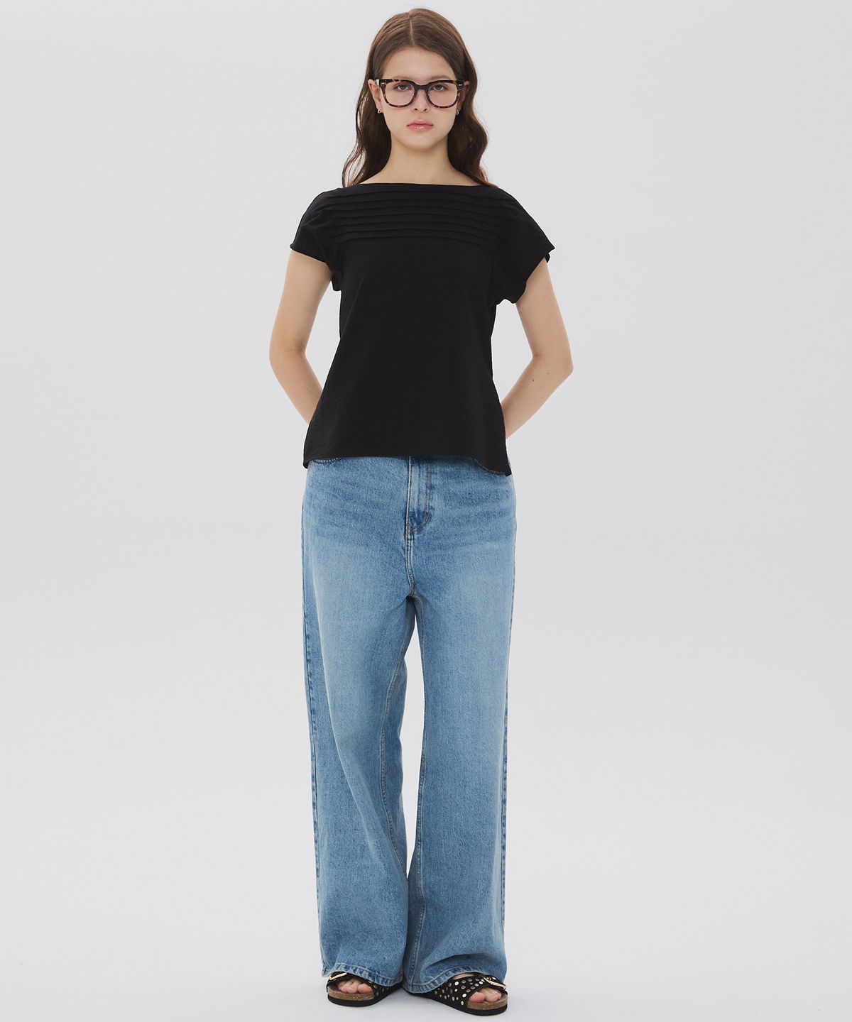 뉴루키(NEW LOOKY) Pintuck blouse_Black