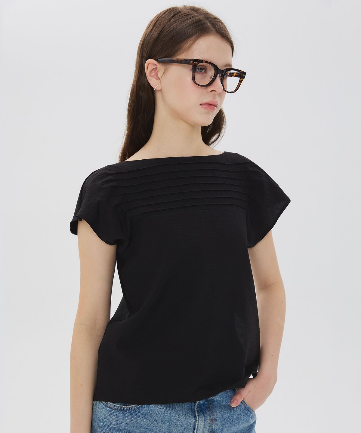 뉴루키(NEW LOOKY) Pintuck blouse_Black