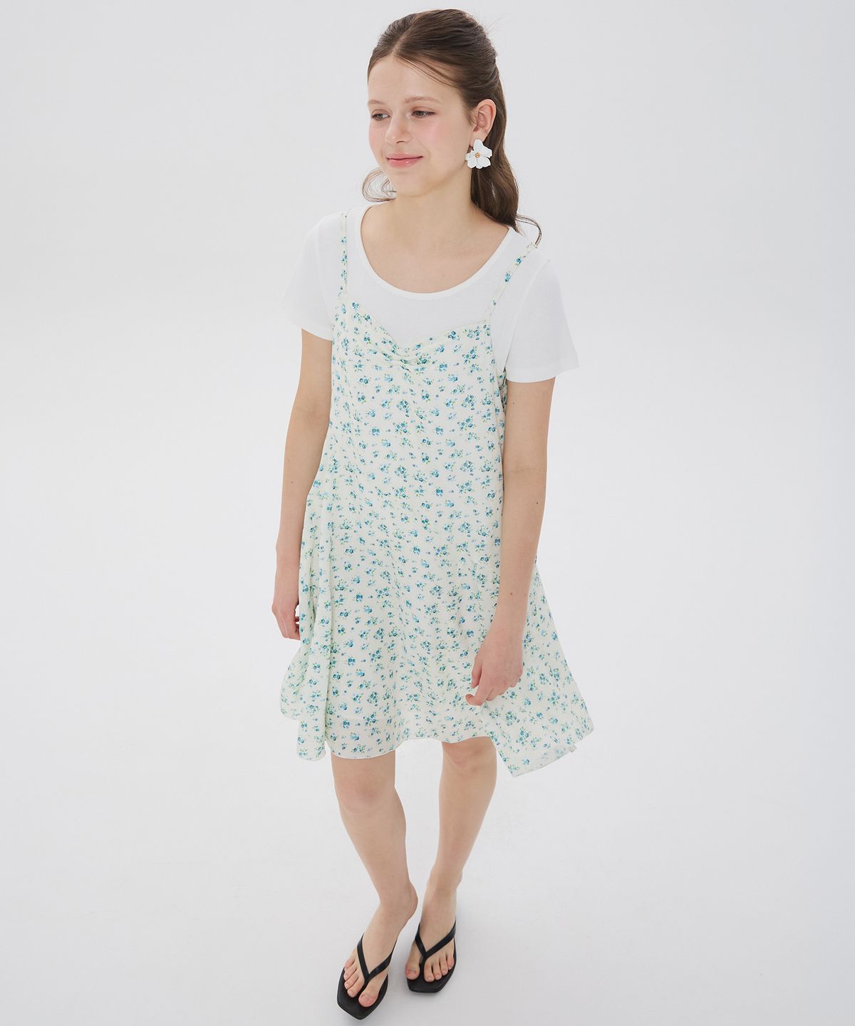 뉴루키(NEW LOOKY) U-Neck Ribbon t-Shirt_Ivory