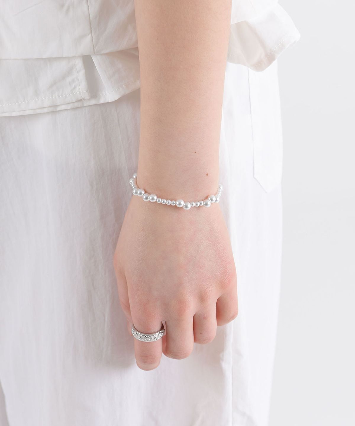 러브트릭스(LOVETRIX) silver 925 Wave glass pearl  Necklace&Bracelet(set)