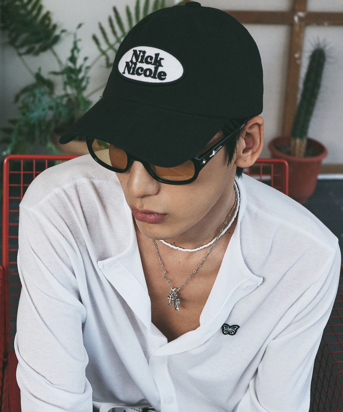 닉앤니콜(NICK&NICOLE) OVAL WAPPEN BALL CAP_BLACK