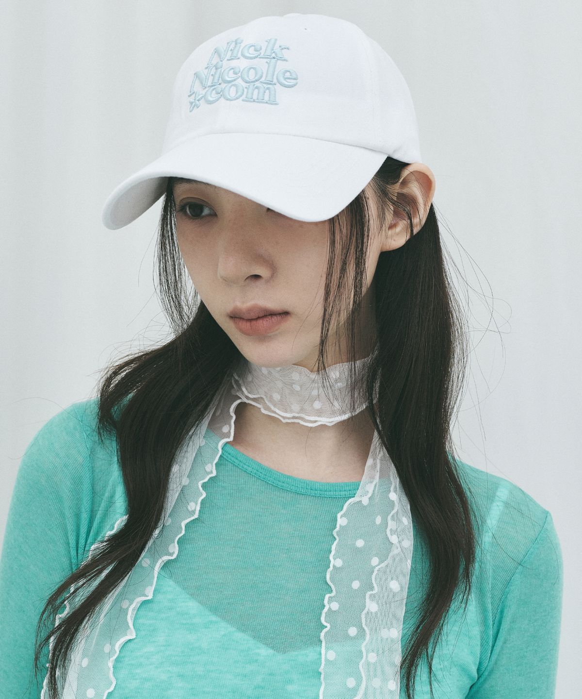 닉앤니콜(NICK&NICOLE) NN DOTCOM SIGNATURE BALL CAP_WHITE SKY BLUE