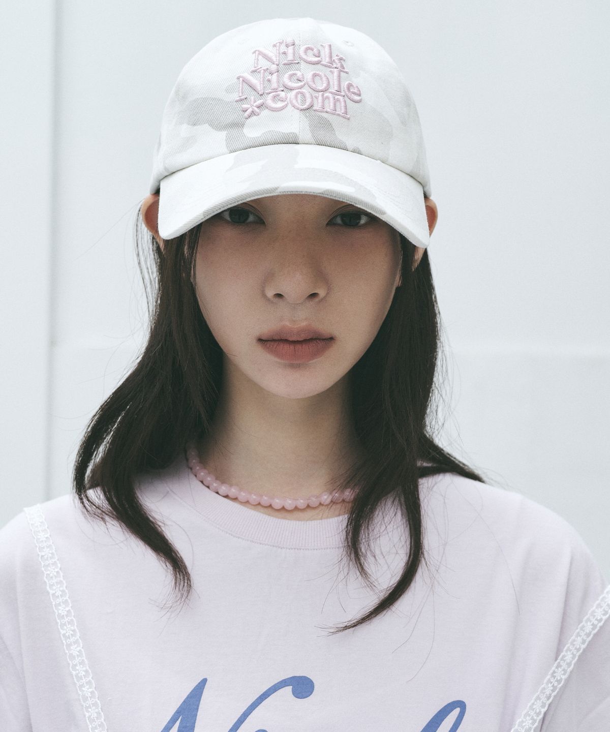 닉앤니콜(NICK&NICOLE) NN DOTCOM SIGNATURE BALL CAP_CAMO IVORY PINK
