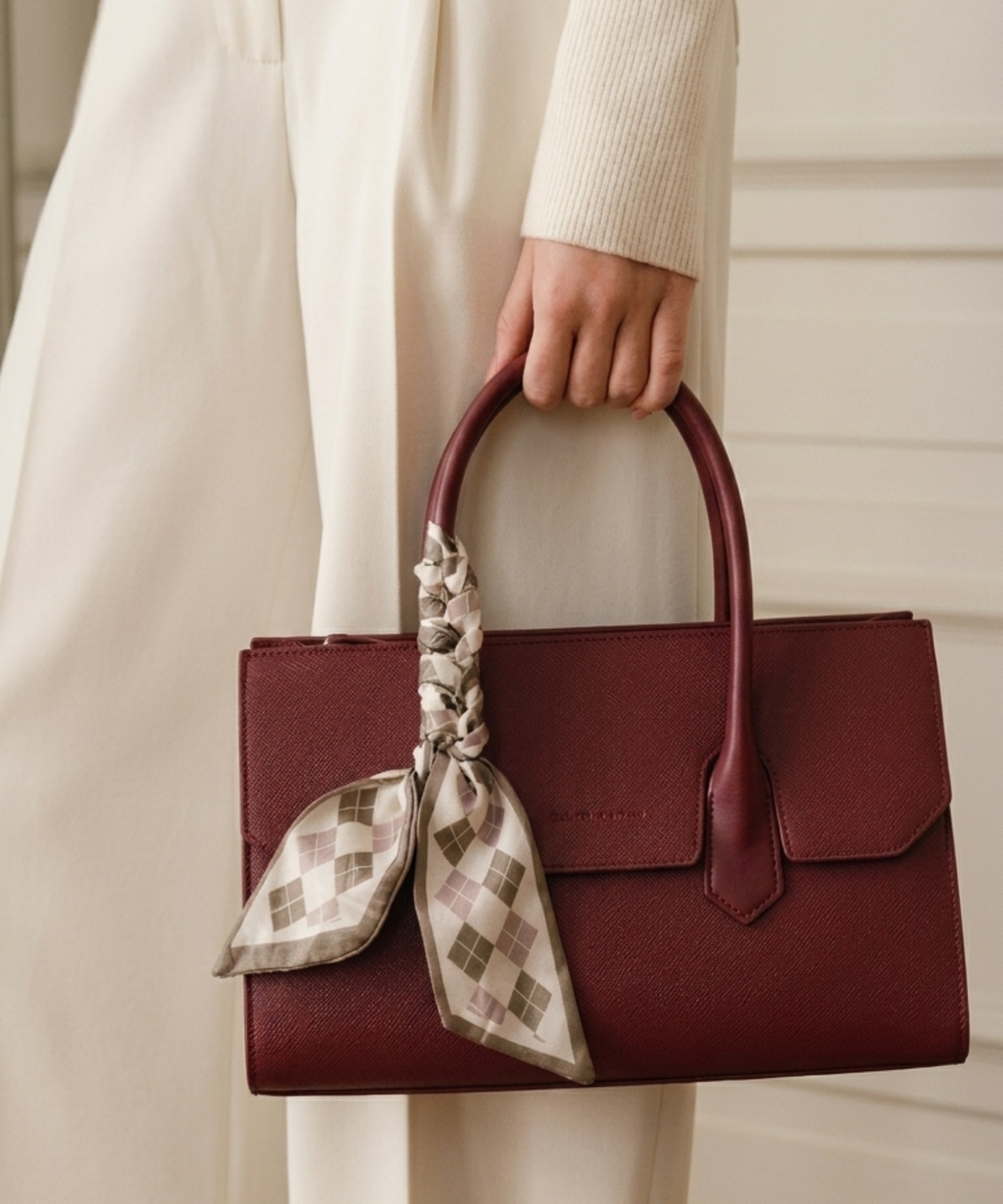 데이비드 존스(DAVID JONES) 마들렌 3-way 스카프 토트 가죽 백 Warm taupe (CM7416-1)