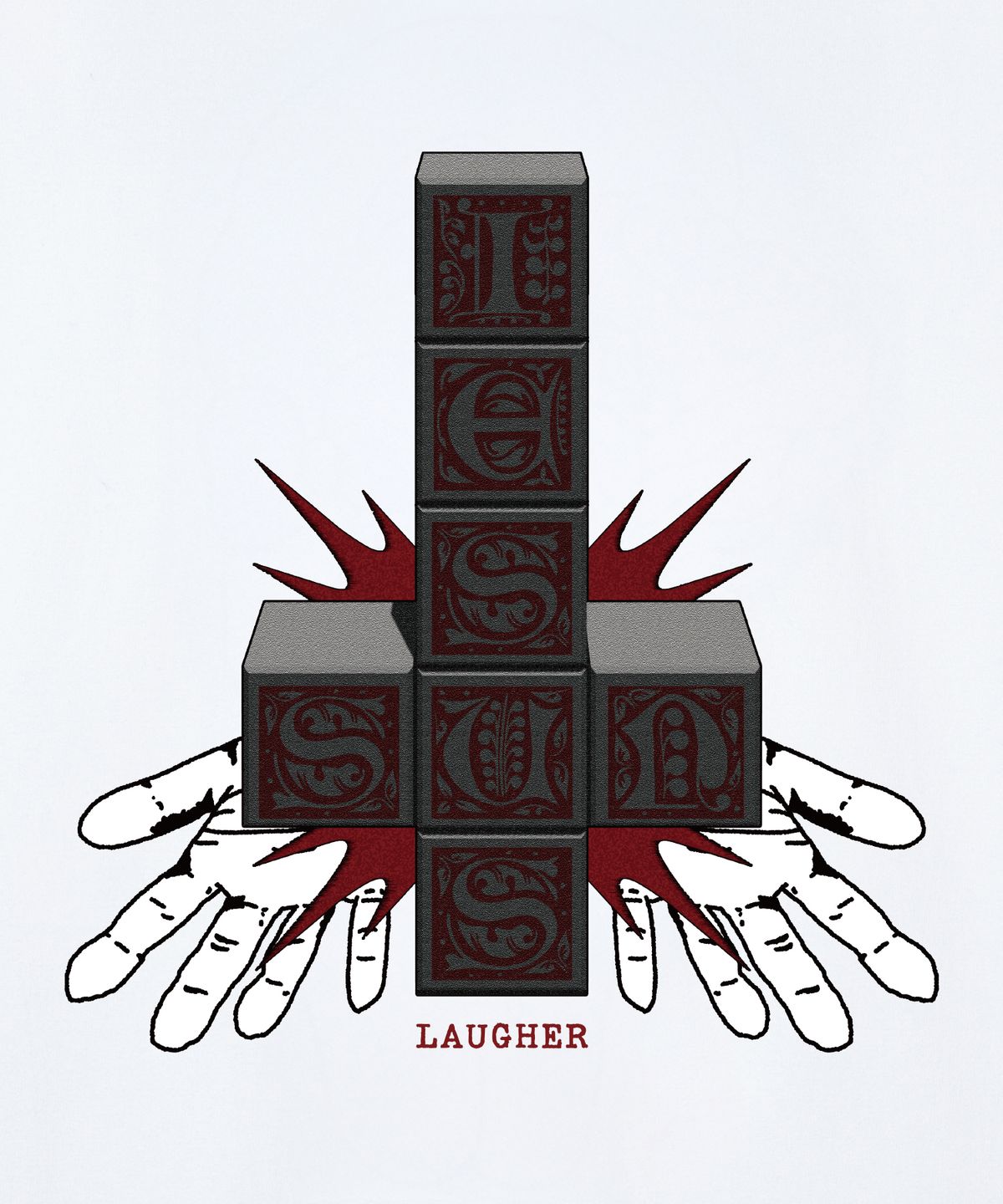 라퍼(LAUGHER) 인벌티드 크로스 티셔츠 - 화이트