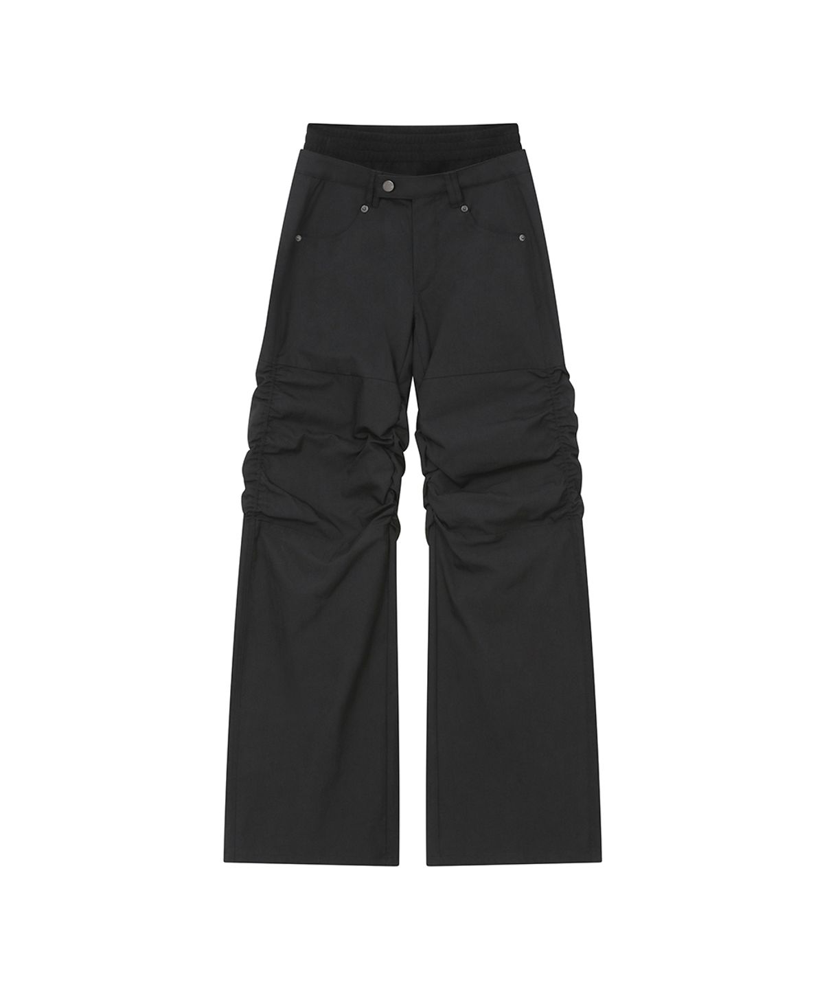 미세키서울(MISEKI SEOUL) Ribbed layered shirring pants BLACK