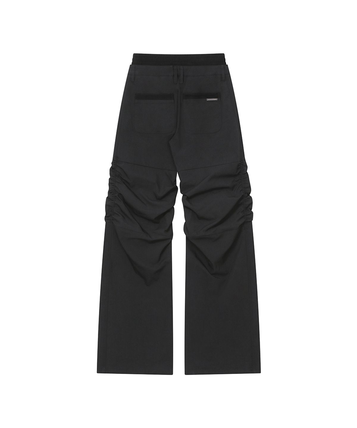 미세키서울(MISEKI SEOUL) Ribbed layered shirring pants BLACK
