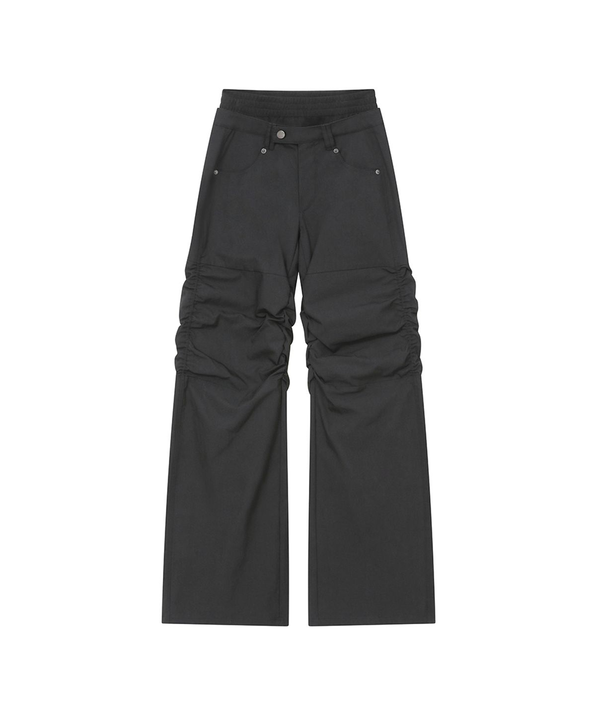 미세키서울(MISEKI SEOUL) Ribbed layered shirring pants CHARCOAL