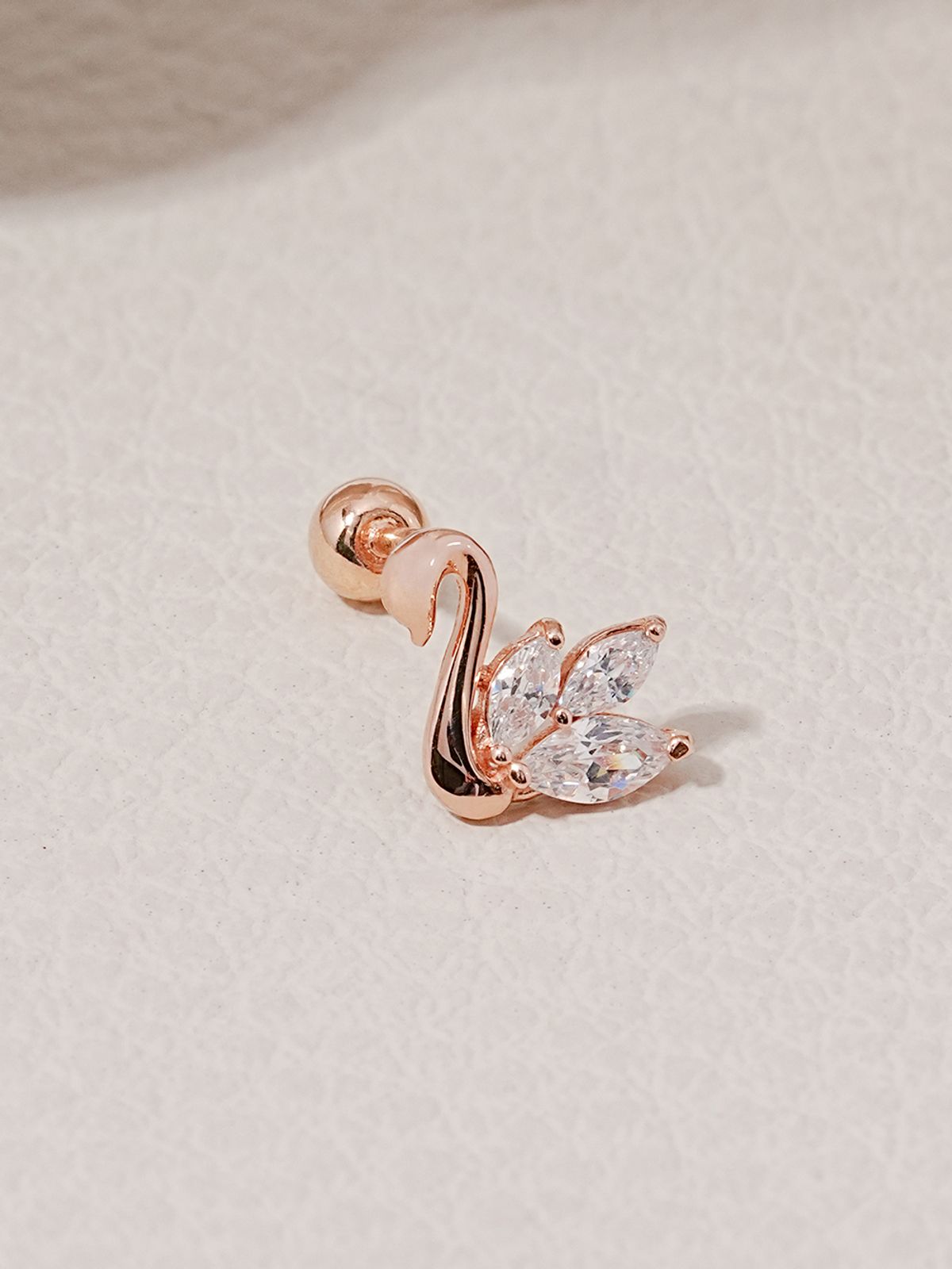 미니멀피어싱(MINIMALPIERCING) 14K 큐빅 스완 실루엣 피어싱 귀걸이