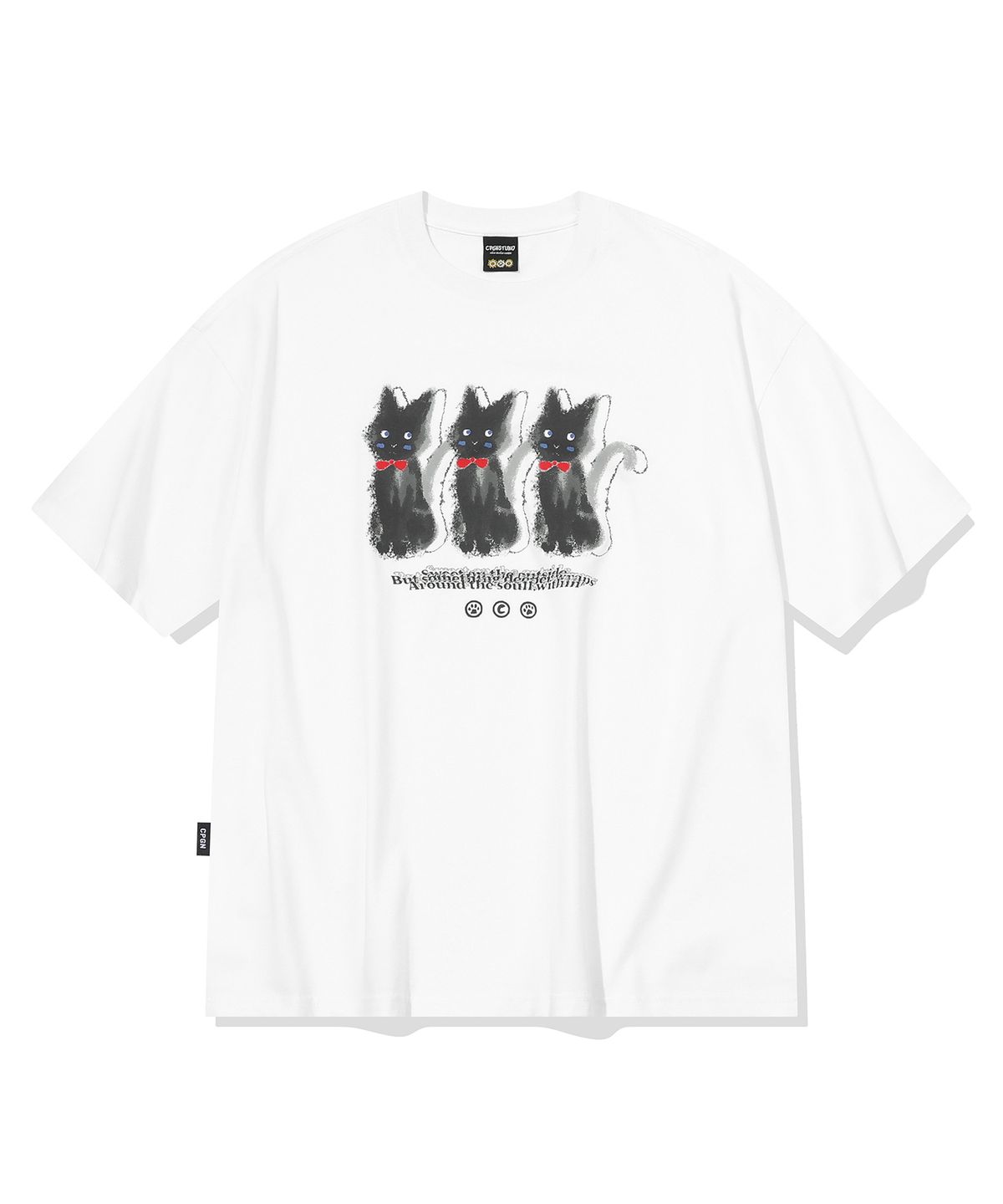 꼼파뇨(CPGN STUDIO) 고스티 캣츠 반팔티 화이트