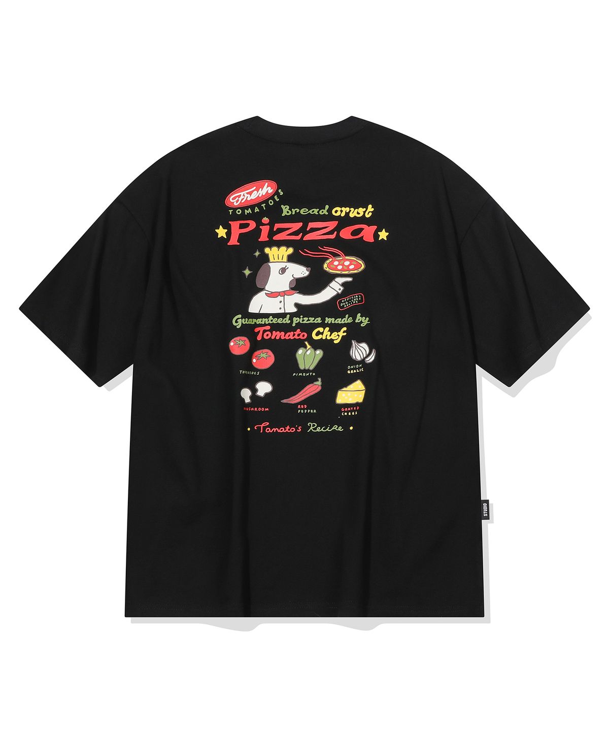 꼼파뇨(CPGN STUDIO) 토마토 피자 반팔티 블랙