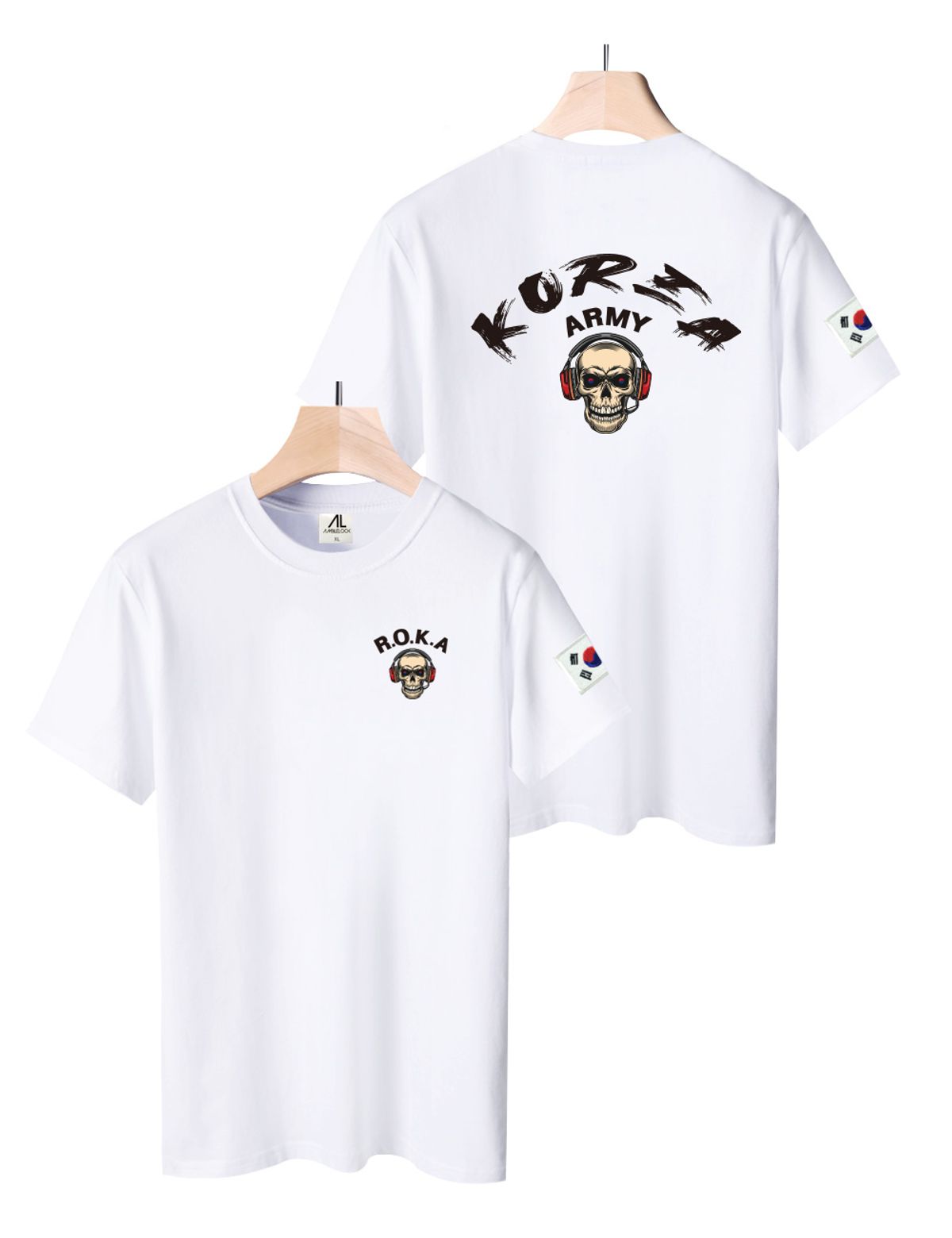 엠블룩(AMBLELOOK) 프리미엄 면스판 로카 반팔티 KOREA ARMY 스컬 (4color)