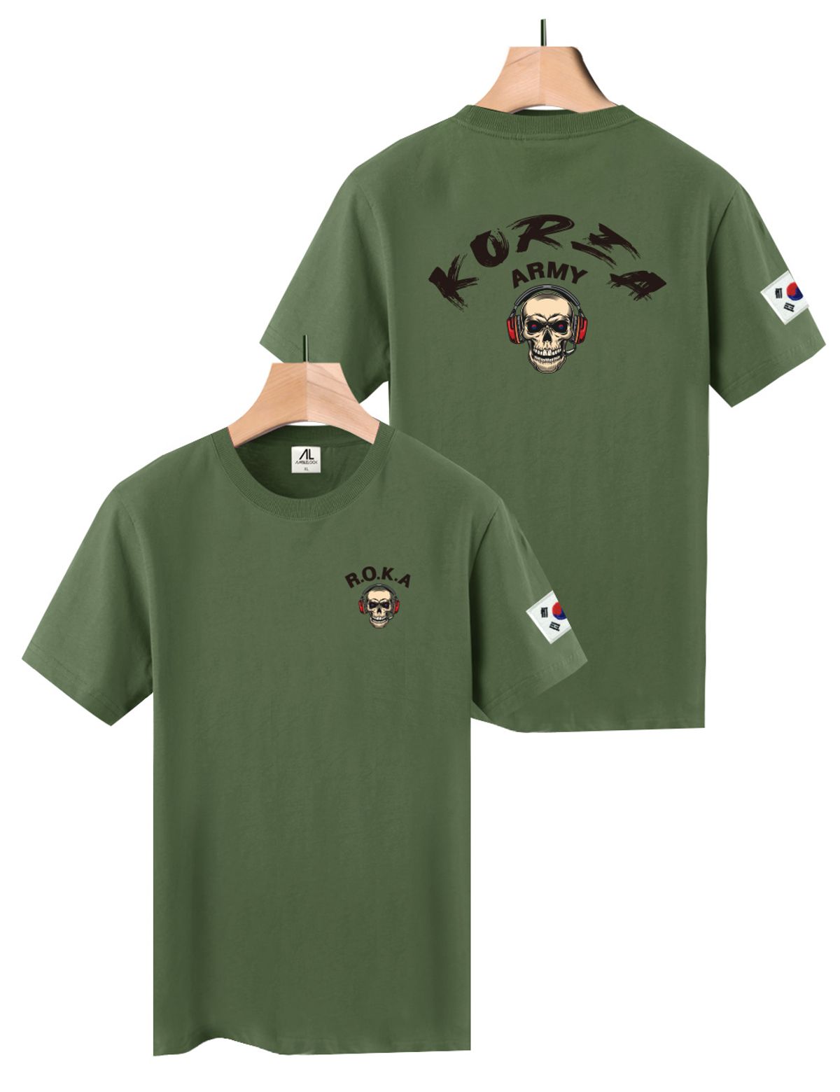 엠블룩(AMBLELOOK) 프리미엄 면스판 로카 반팔티 KOREA ARMY 스컬 (4color)
