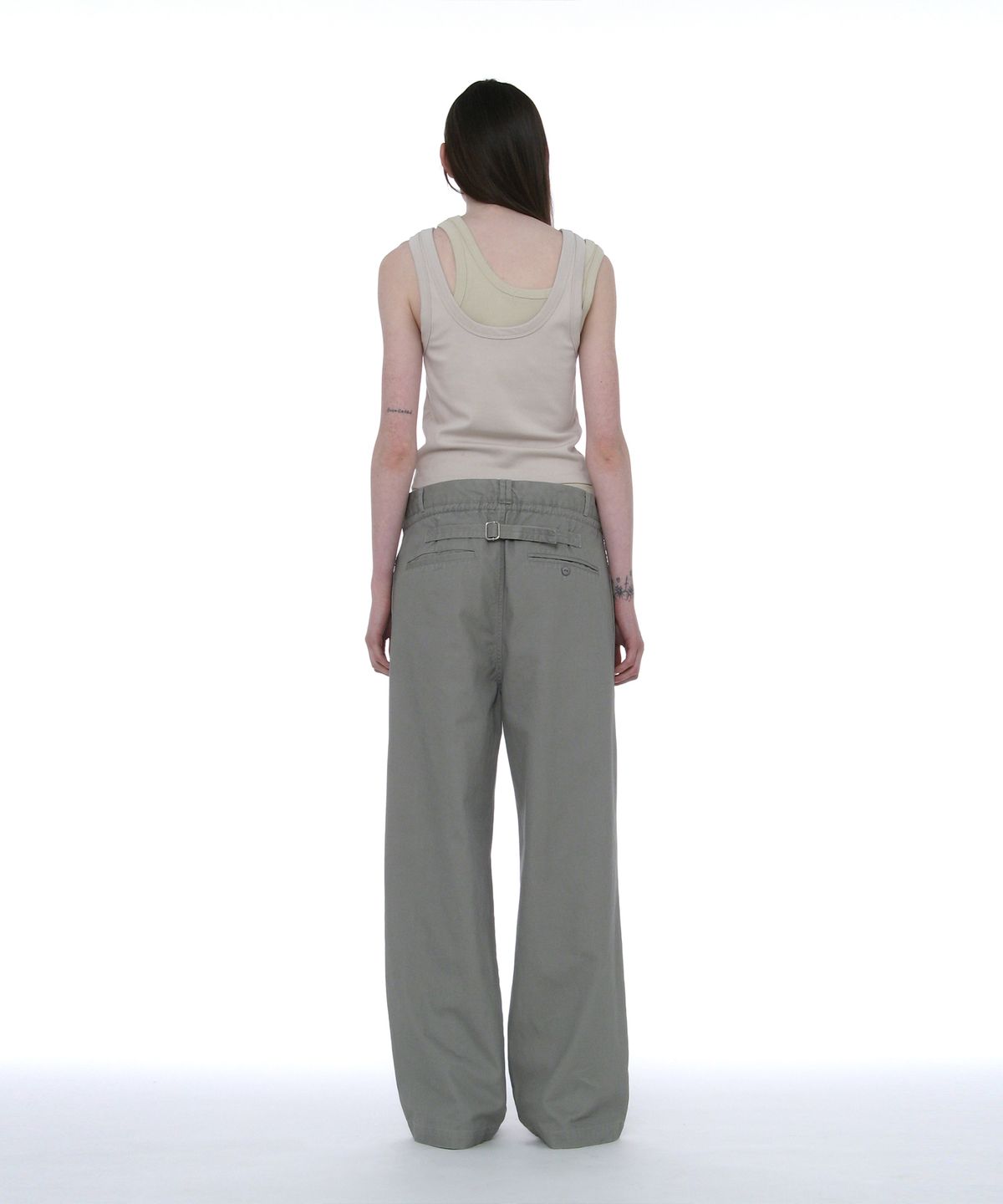 파르티멘토 우먼(PARTIMENTO WOMEN) 워시드 드로스트링 치노 팬츠_그레이