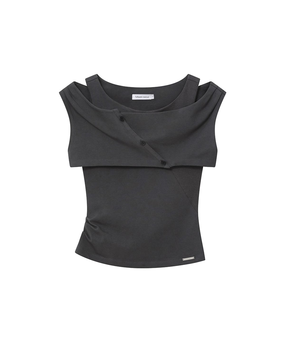 미세키서울(MISEKI SEOUL) Micro cardigan layered top CHARCOAL
