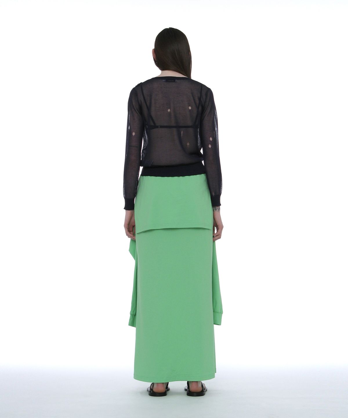 파르티멘토 우먼(PARTIMENTO WOMEN) 디컨스트럭티드 티 맥시 스커트_네온 그린