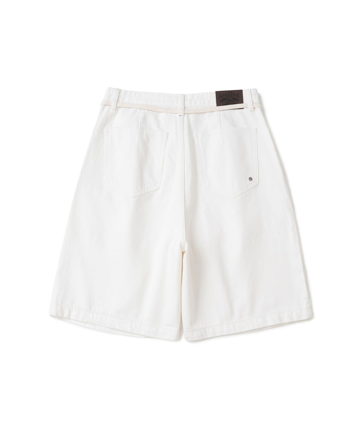 니티드(KNITTED) (UNISEX)아웃스트링 버뮤다 데님 하프 팬츠 CREAM