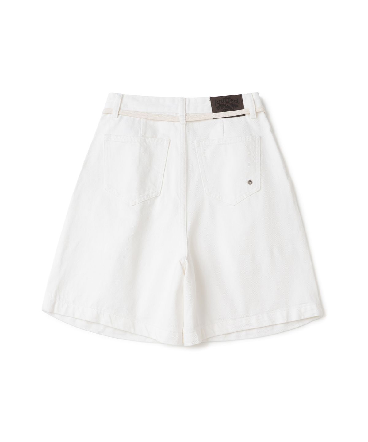 니티드(KNITTED) (UNISEX)아웃스트링 버뮤다 데님 하프 팬츠 CREAM