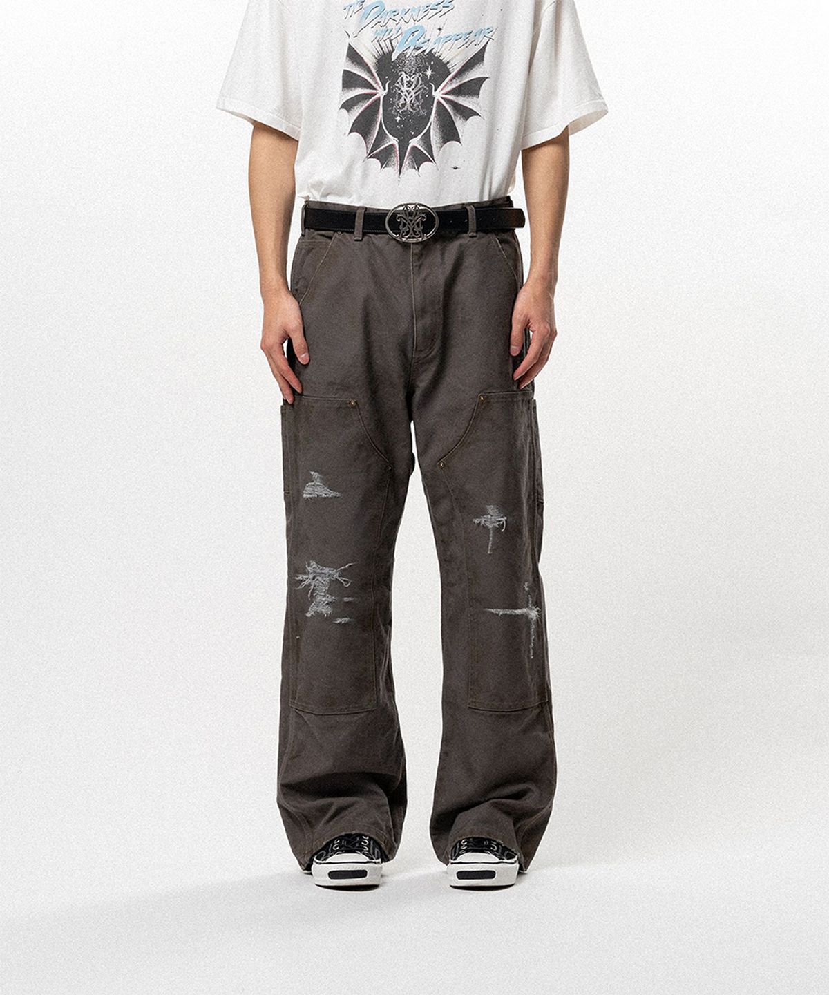 카미야(KAMIYA) BORO Duck Painter Pants - GRAY