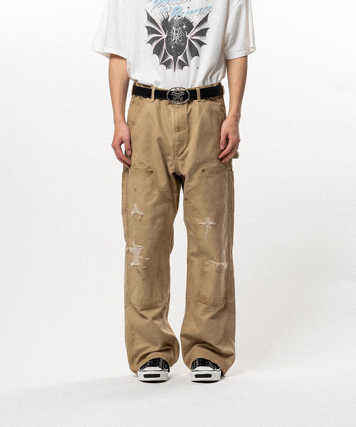 카미야(KAMIYA) BORO Duck Painter Pants - BEIGE