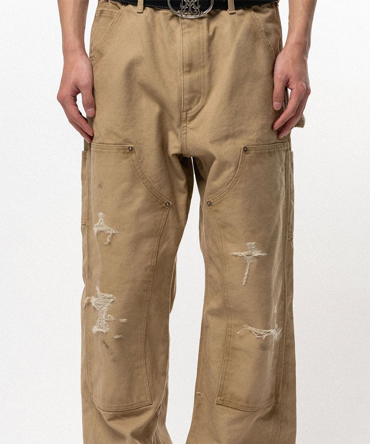 카미야(KAMIYA) BORO Duck Painter Pants - BEIGE