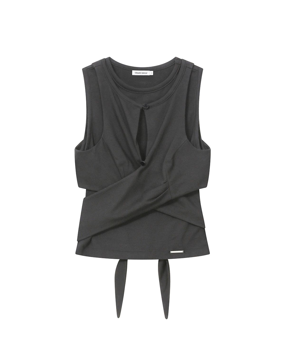 미세키서울(MISEKI SEOUL) Tie-up layered sleeveless CHARCOAL