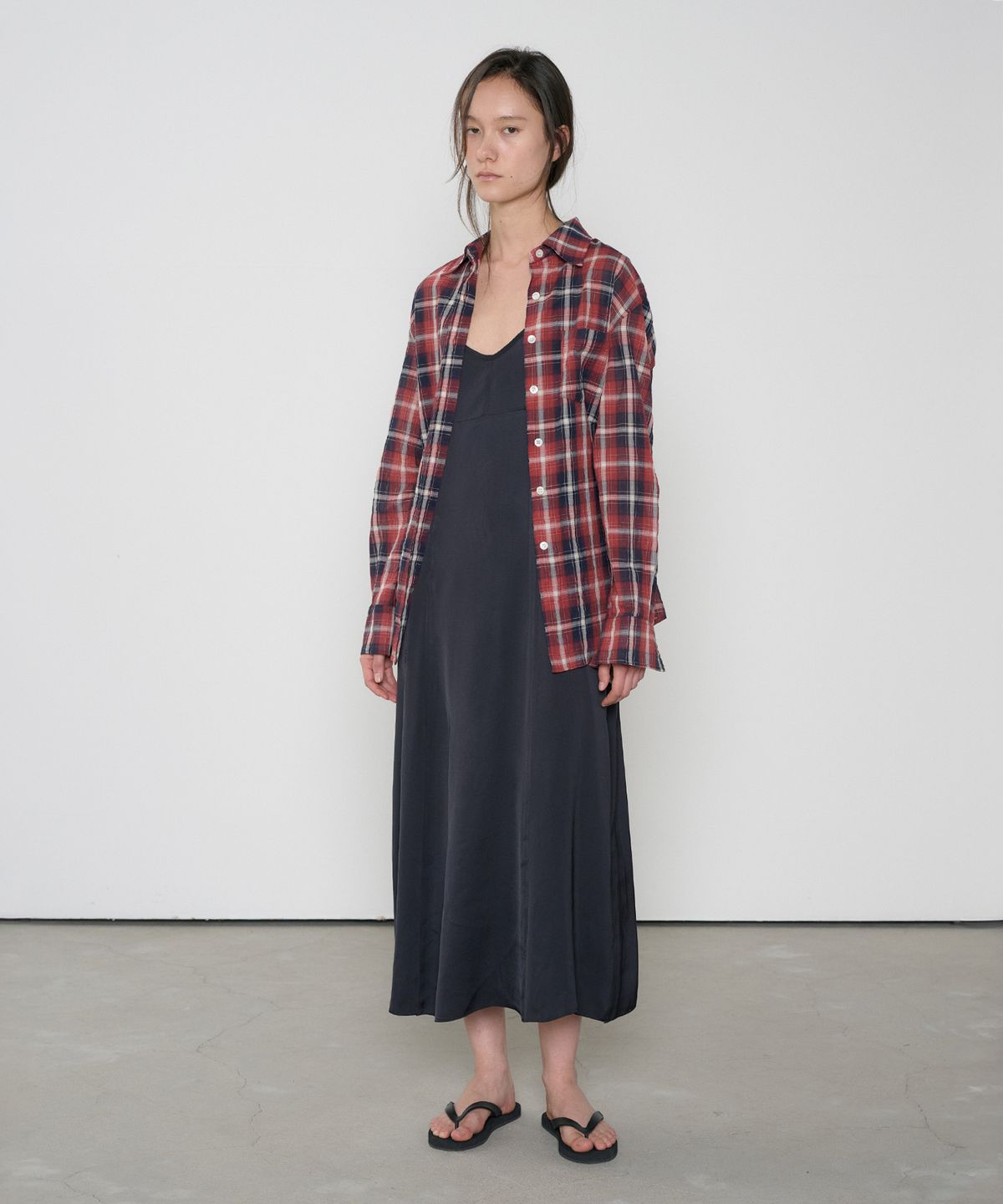 정감 스튜디오(JEONGGAM STUDIOS) Sheer Check Loose Shirt_2 Color