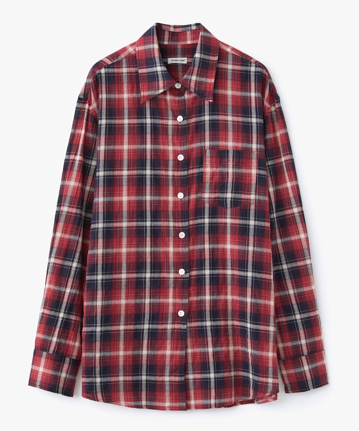 정감 스튜디오(JEONGGAM STUDIOS) Sheer Check Loose Shirt_2 Color