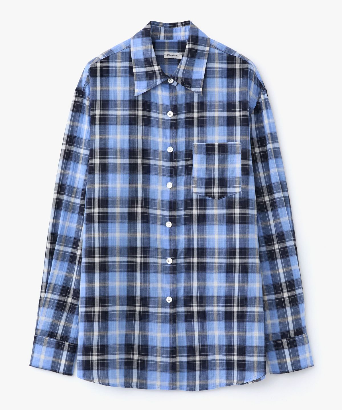 정감 스튜디오(JEONGGAM STUDIOS) Sheer Check Loose Shirt_2 Color
