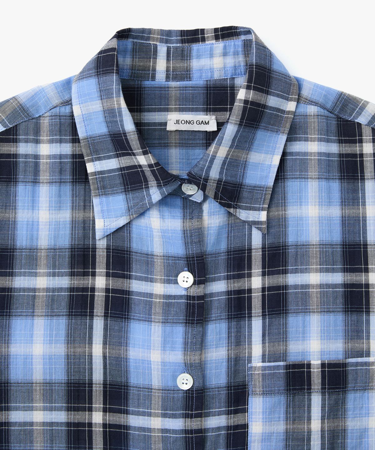 정감 스튜디오(JEONGGAM STUDIOS) Sheer Check Loose Shirt_2 Color