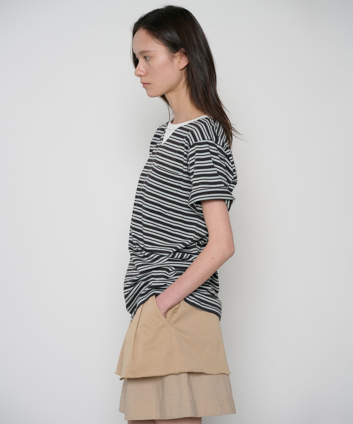 정감 스튜디오(JEONGGAM STUDIOS) V-Gusset Pocket Stripe Tee_3 Color