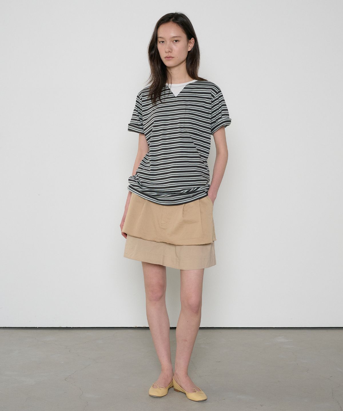 정감 스튜디오(JEONGGAM STUDIOS) V-Gusset Pocket Stripe Tee_3 Color