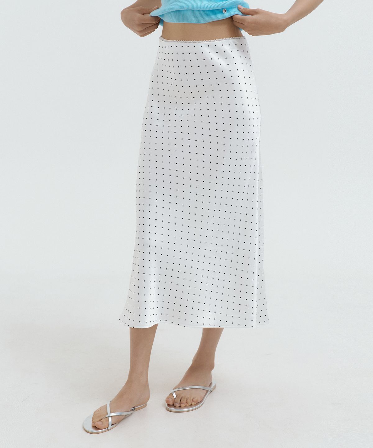 루시르주(LUCIR ZU) Flow Satin Long Skirt (dot)