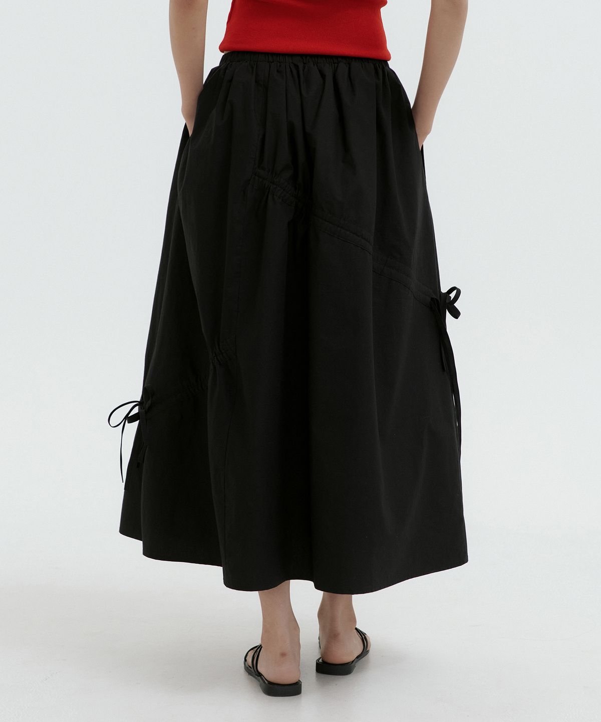루시르주(LUCIR ZU) Ribbon Banding Balloon Skirt (black)
