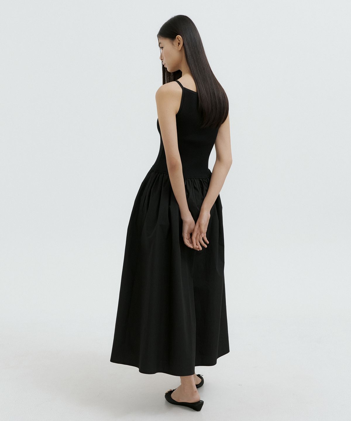 루시르주(LUCIR ZU) Boatneck Knit Balloon Dress (black)