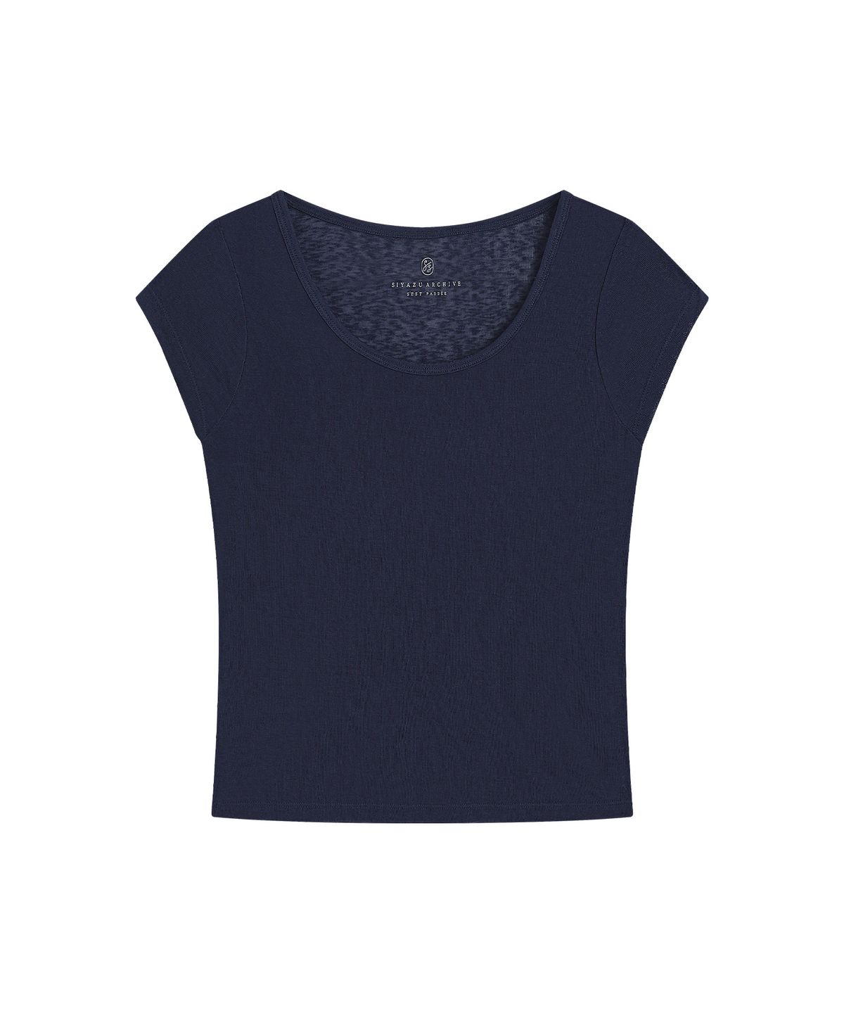 시야쥬(SIYAZU) SITP5300 시스루 캡소매 슬림 반팔 티_Navy