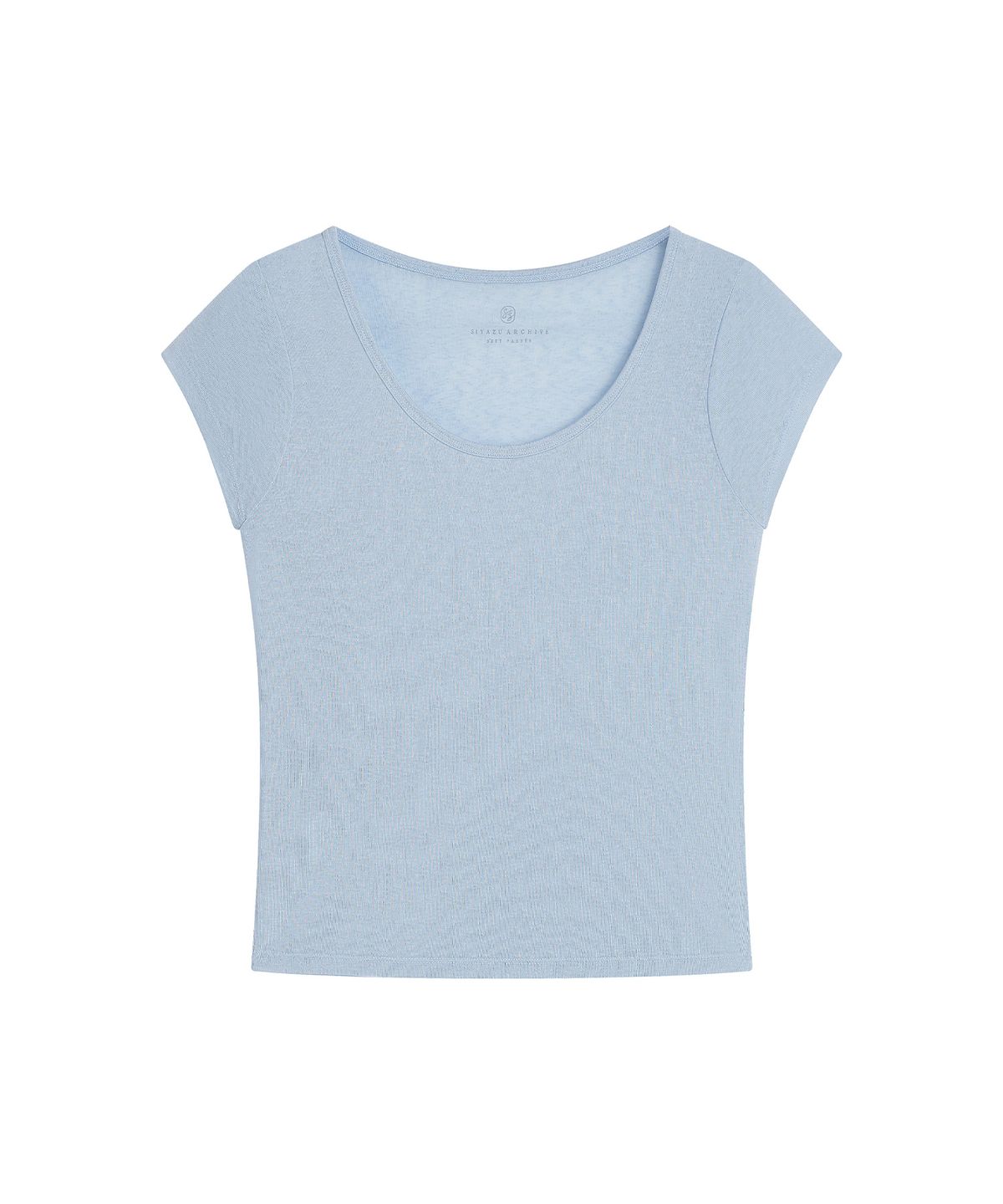 시야쥬(SIYAZU) SITP5300 시스루 캡소매 슬림 반팔 티_Sky blue