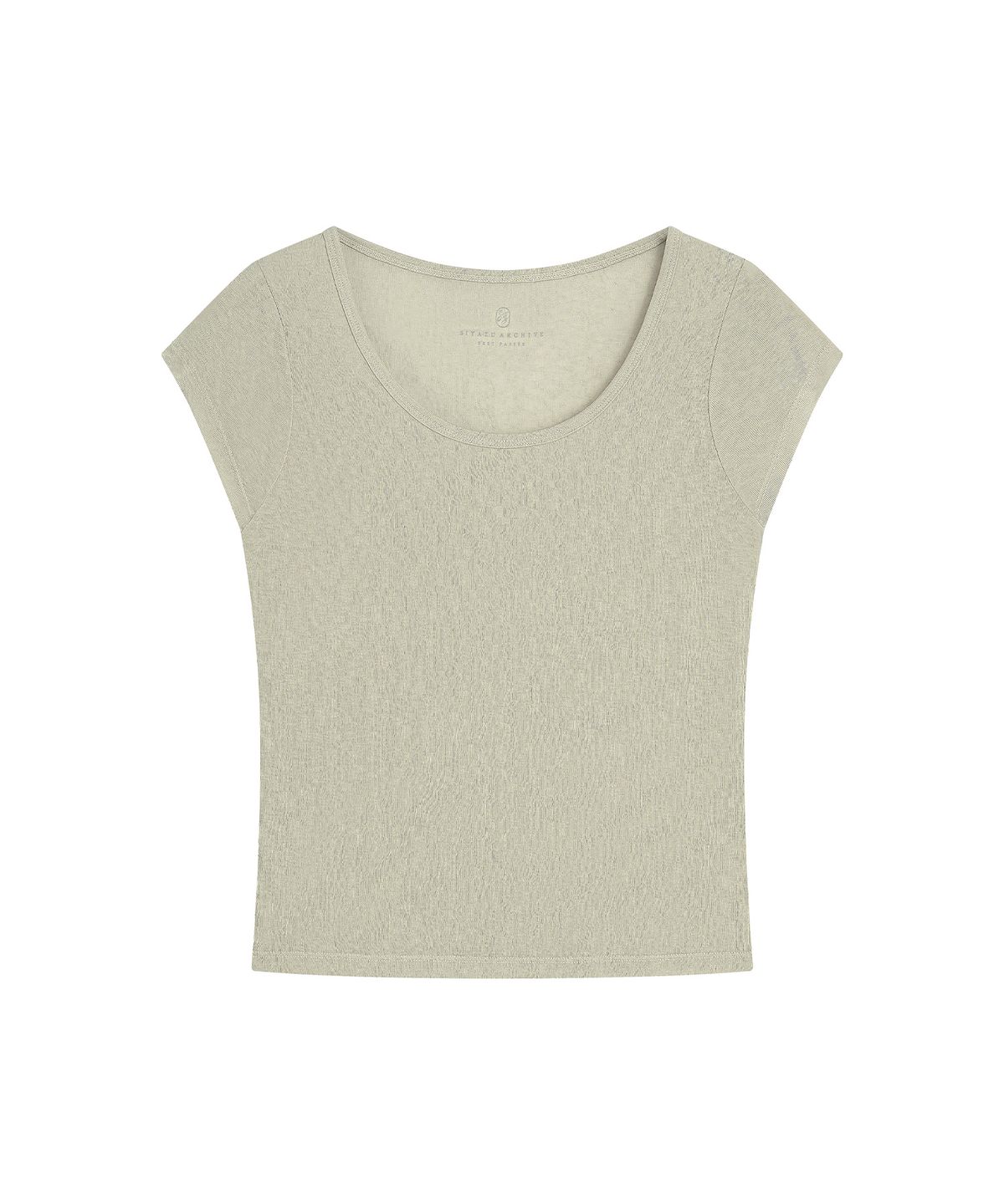 시야쥬(SIYAZU) SITP5300 시스루 캡소매 슬림 반팔 티_Ash olive