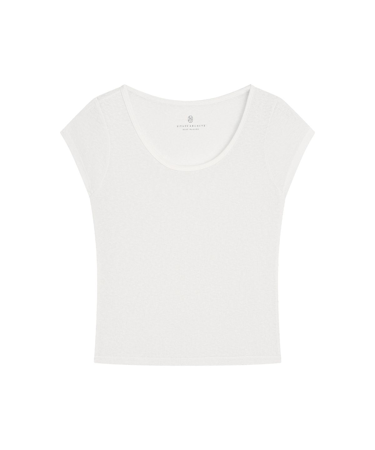 시야쥬(SIYAZU) SITP5300 시스루 캡소매 슬림 반팔 티_White