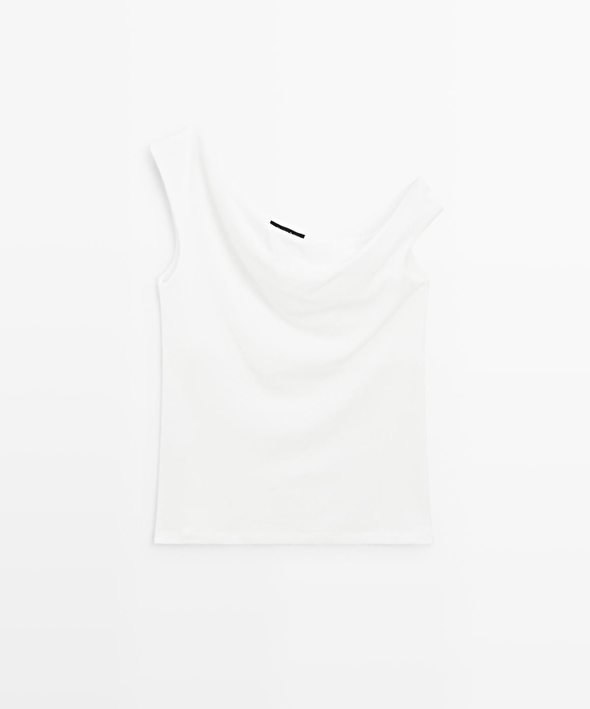 마시모두띠(MASSIMO DUTTI) 언밸런스 오프숄더 탑