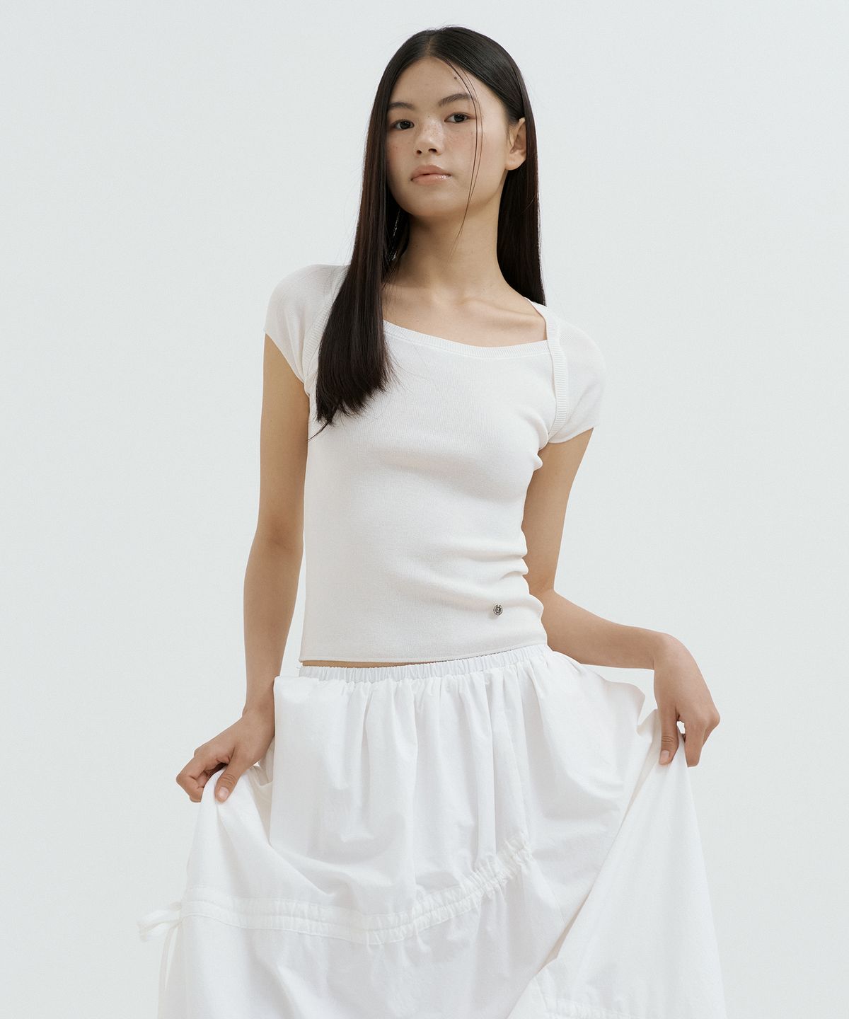 루시르주(LUCIR ZU) Boatneck Bolero Knit Top (ivory)