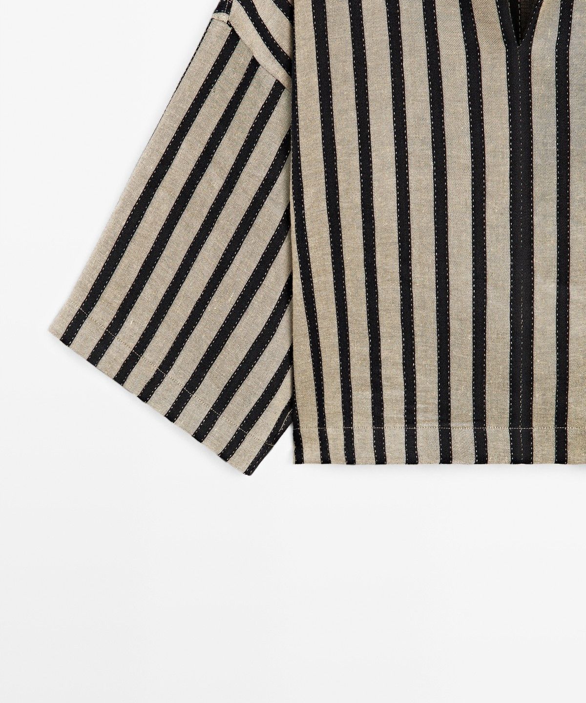 마시모두띠(MASSIMO DUTTI) 오버사이즈 스트라이프 린넨 블렌드 블라우스