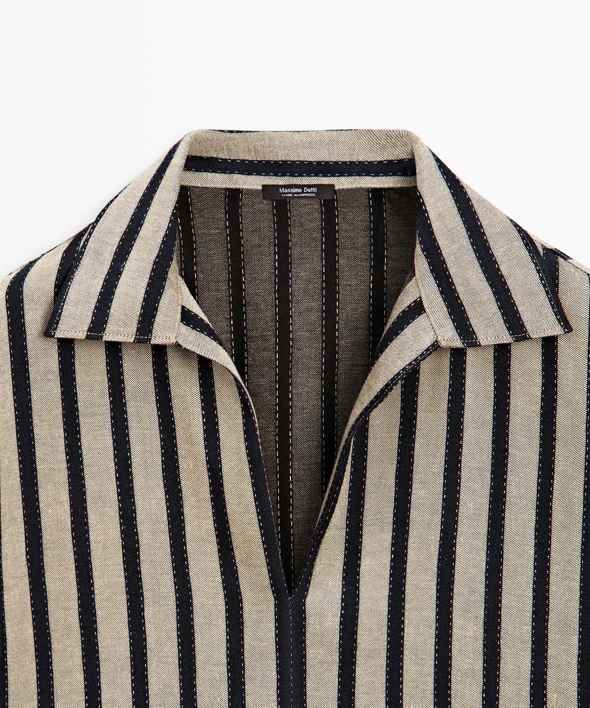 마시모두띠(MASSIMO DUTTI) 오버사이즈 스트라이프 린넨 블렌드 블라우스